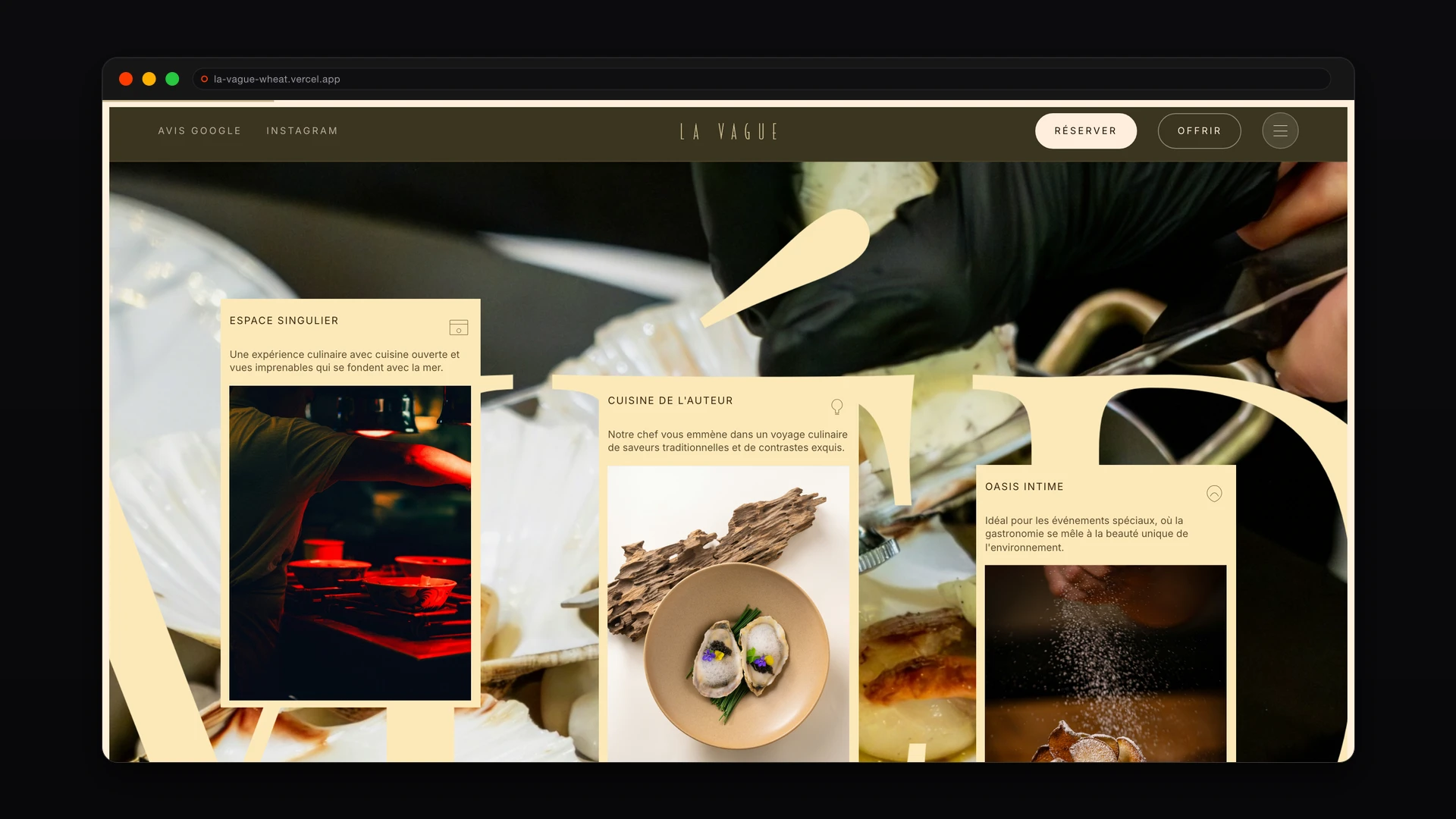 La Vague dining experience section